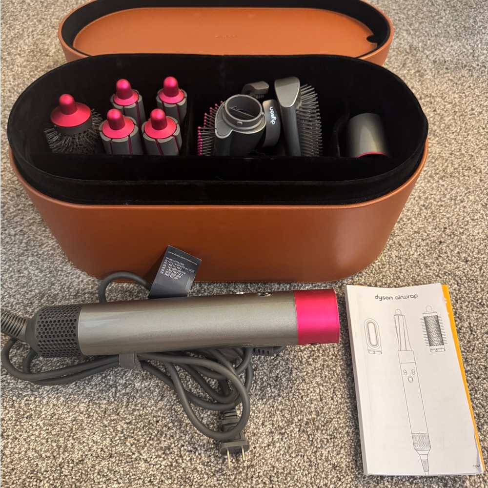 Dyson Airwrap styler with Nickel/Fuchsia accessories - used less than 5 times